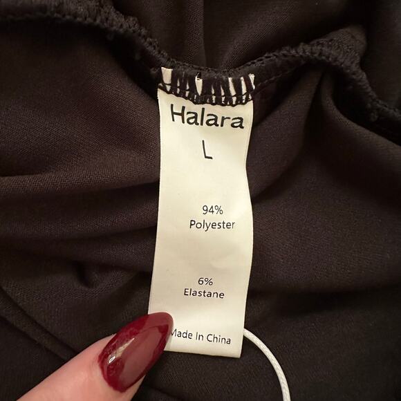 Halara black short sleeve wrap-front top size L NWT - Picture 7 of 14